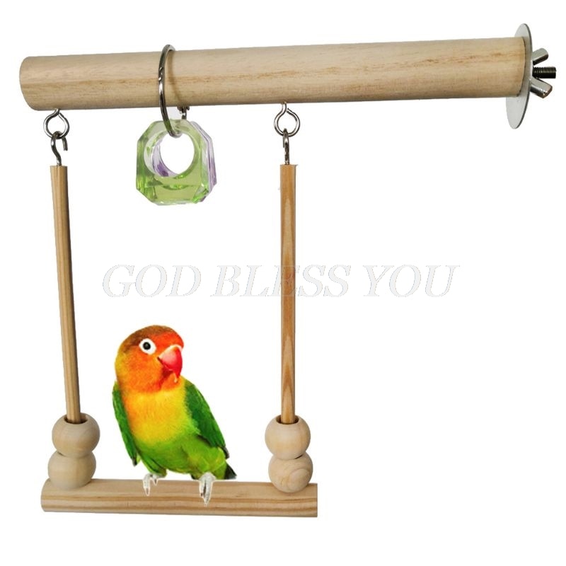 Bird Swing Wooden Parrot Perch Stand Playstand with Chewing Beads Cage Sleeping Stand Play Toys for Budgies Conure