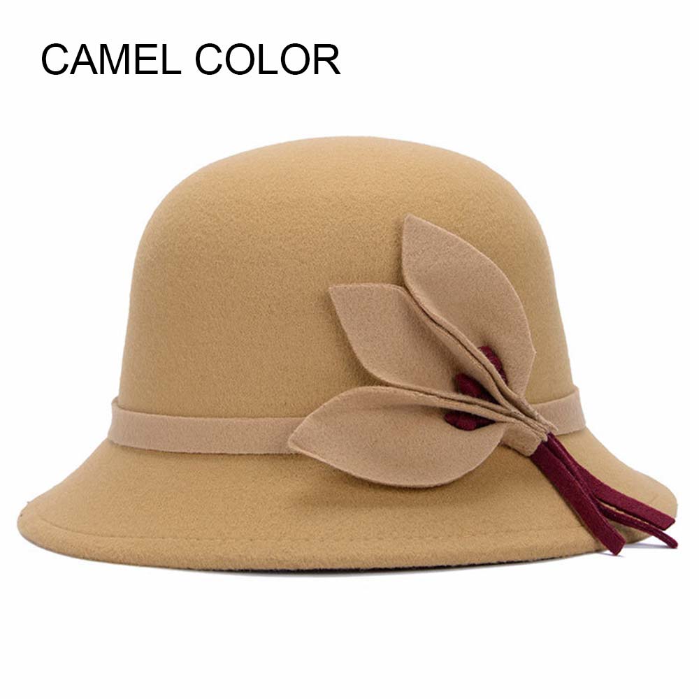 Sombrero redondo de flores de lino para mujer, sombrero redondo Billycock, Retro Vintage, Bowler, gorras de princesa, sombrero gorra de Jazz para mujer: Camel