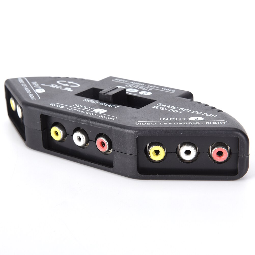 Tonbux 3-Way Audio Video AV RCA Splitter Black Switch Selector Box Splitter with/3 RCA Cable