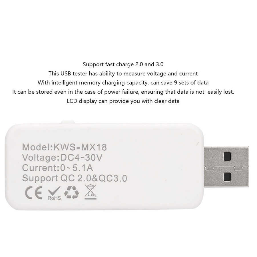 LCD Display USB Tester Charger Detector Digital Voltmeter Ammeter Voltage Meter DC4-30V Digital Display Voltage Gauge