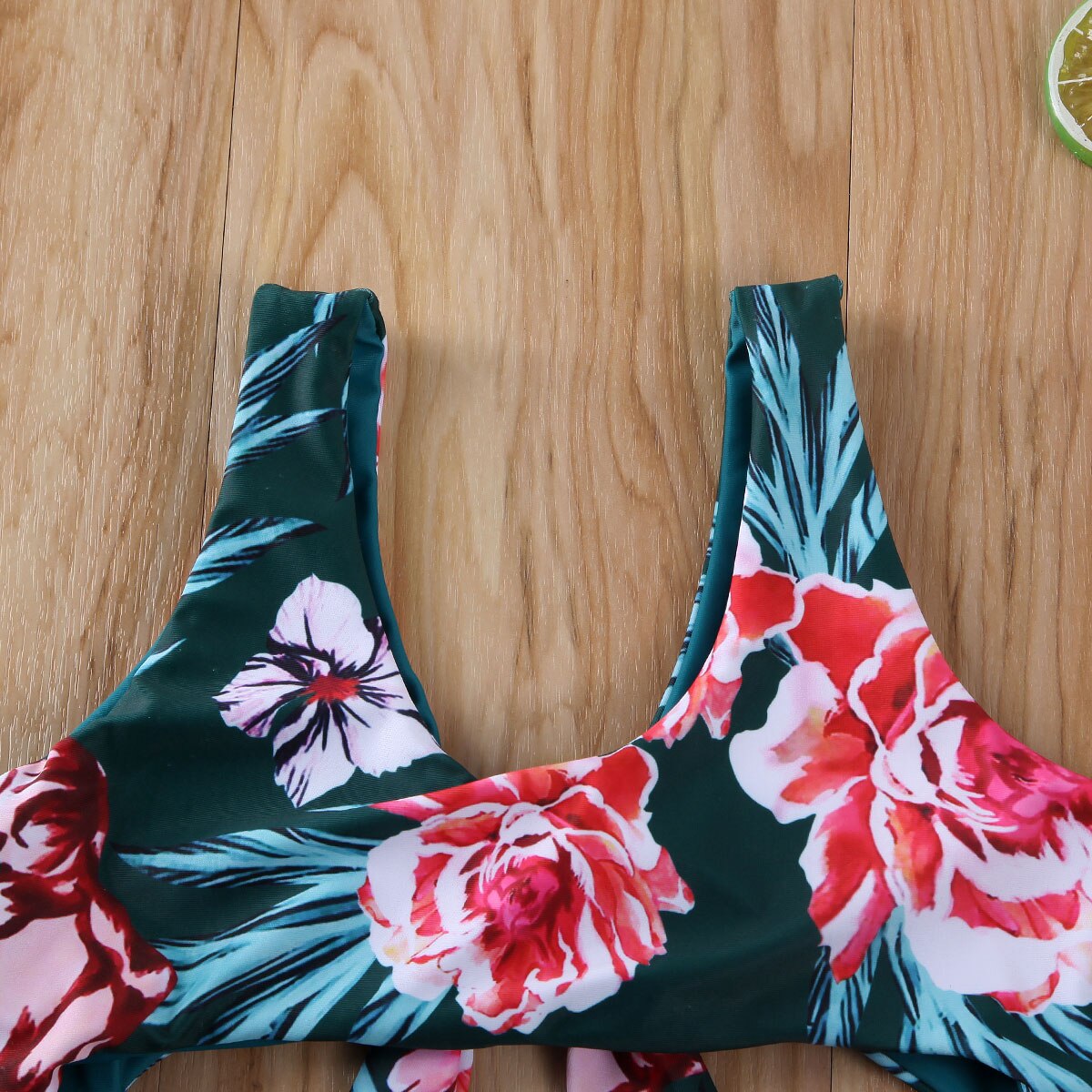 2-7 år børn baby pige badedragt badetøj bikini børn blomster print sløjfe et stykke svømme kostume
