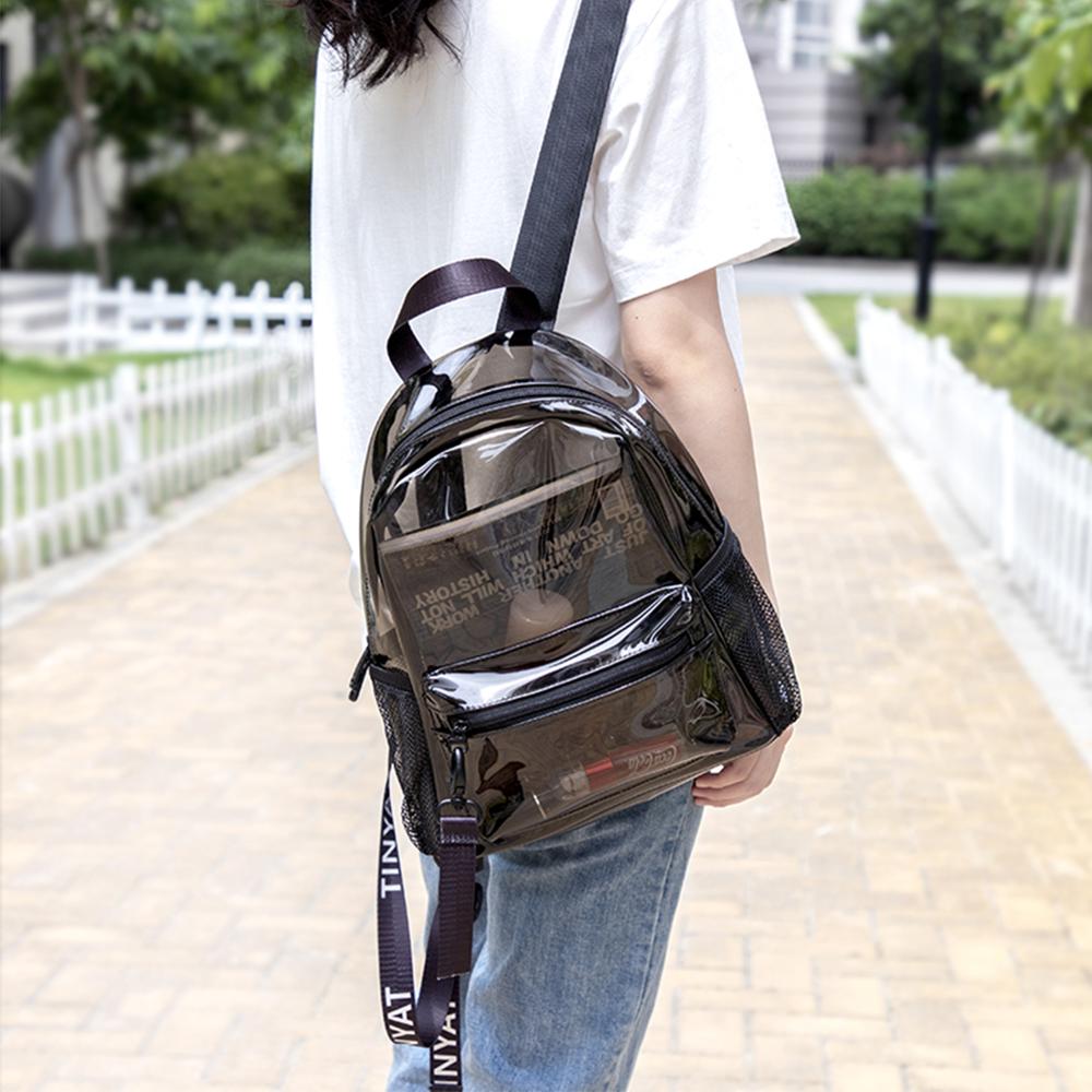 TINTAT-Mochila de PVC transparente para mujer, morral escolar de viaje, bolsa para niñas