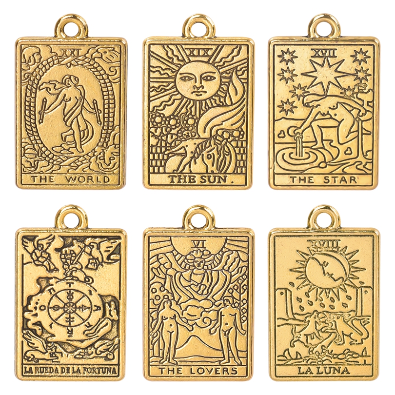 10pcs/lot Gold Plated Tarot Accessories DIY Bulk Alloy Pendant Charm for Jewelry Making Necklace Earrings DIY Material: SILVER PLATED