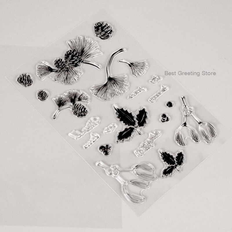 winter christmas plant clear stamps pine cone scrapbooking stamps papercraft decoration