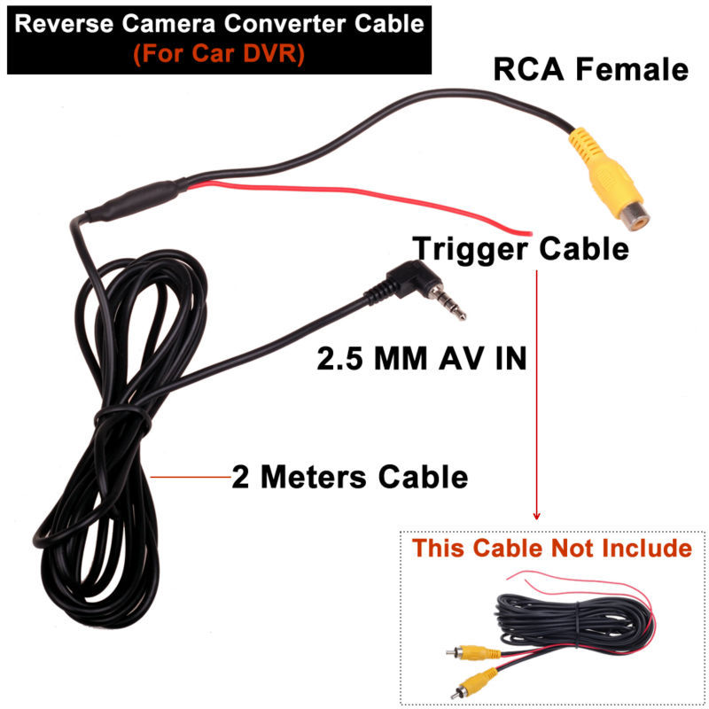 RCA to 2.5mm AV IN Converter Cable for Car Rear View Reverse Parking Camera to Car DVR Camcoder GPS Tablet