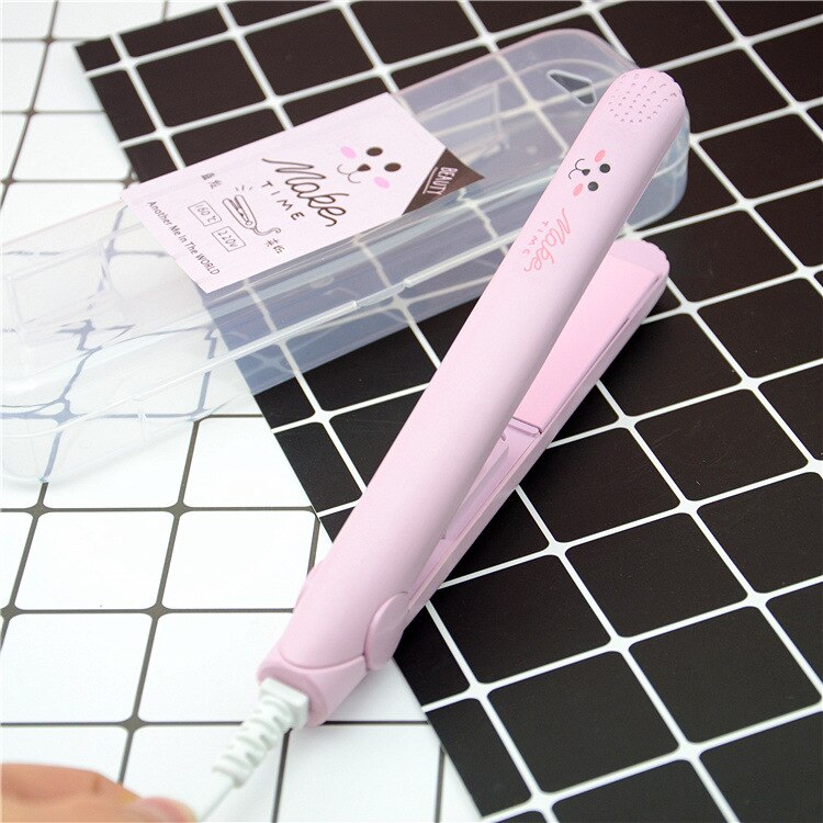 Cheveux bouclés bâton boîte transparente dessin animé mini céramique redressage attelle électrique bigoudi défriser les cheveux: Pink Rabbit20W