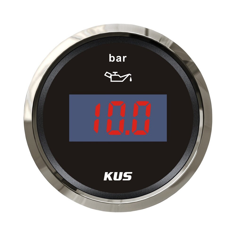 KUS 52MM Oil Pressure Gauge Meter 0-5bar(0-75PSI) 0-10bar(0-145PSI) Red/Yellow Backlight Available: Digital 0-10bar BS