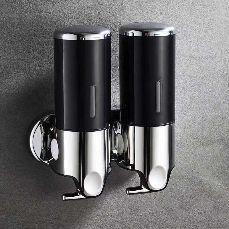 Badkamer Schuim Zeepdispenser Handdesinfecterend Houder Wall Mount Zeep Shampoo Head Vloeibare Douche Dispenser Voor Badkamer Accessoires: 2 Black