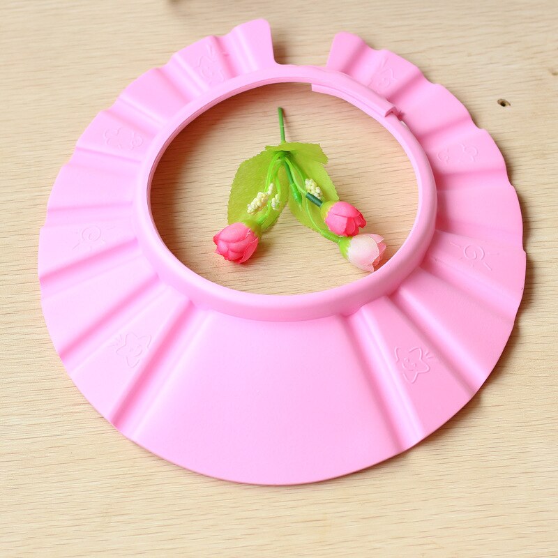 1pc bébé shampooing bonnet de douche pour laver les cheveux doux et mousse réglable bain bain bonnet de protection chapeau bébé coupe de cheveux bonnet de douche: A PINK