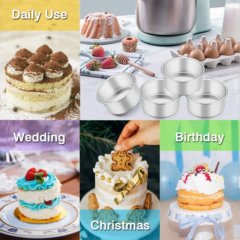 4 Inch Cake Pan,6 Stuk Mini Cake Pan Ronde Tier Bakken Cake Pannen Set Voor Bakken Stomen, bakken Ronde Cake Pan