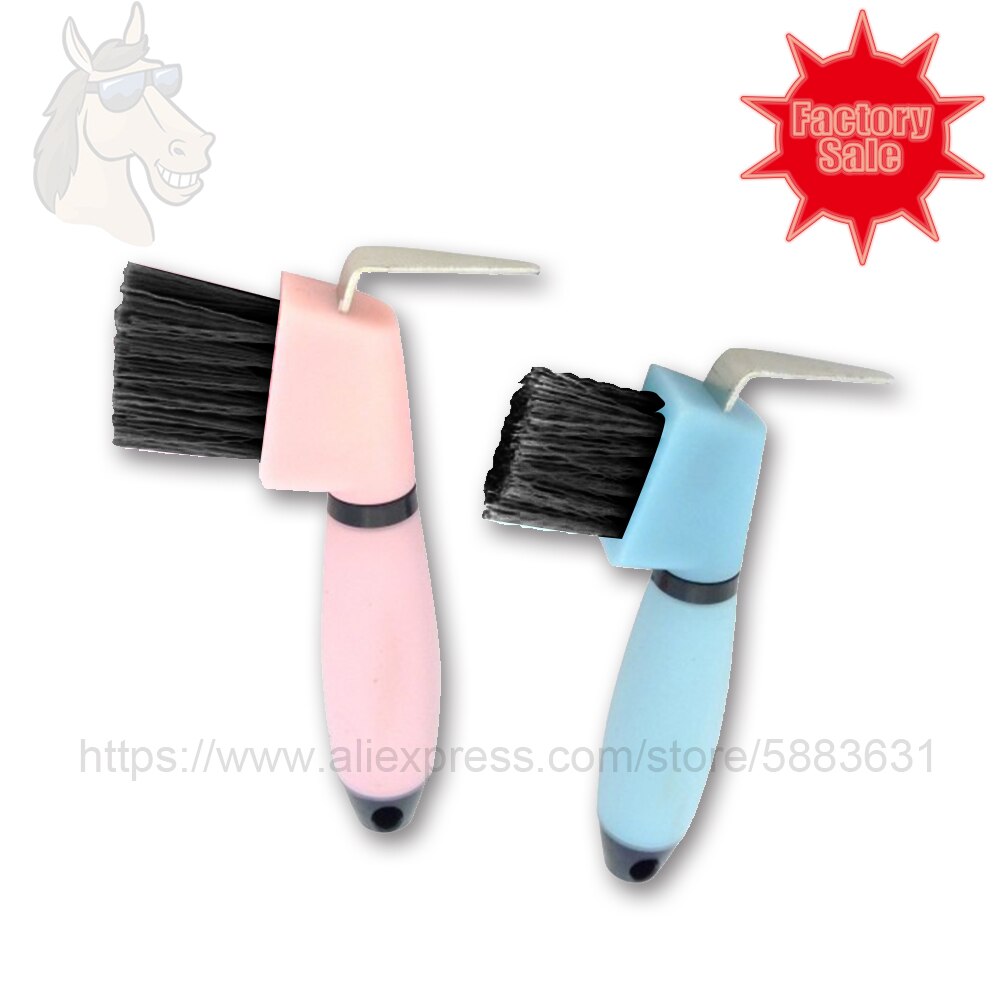 68 1027 Deluxe gel grip hoof pick with brush 16.5*3cm transparent silicon grip horse hoof pick brush factory direct