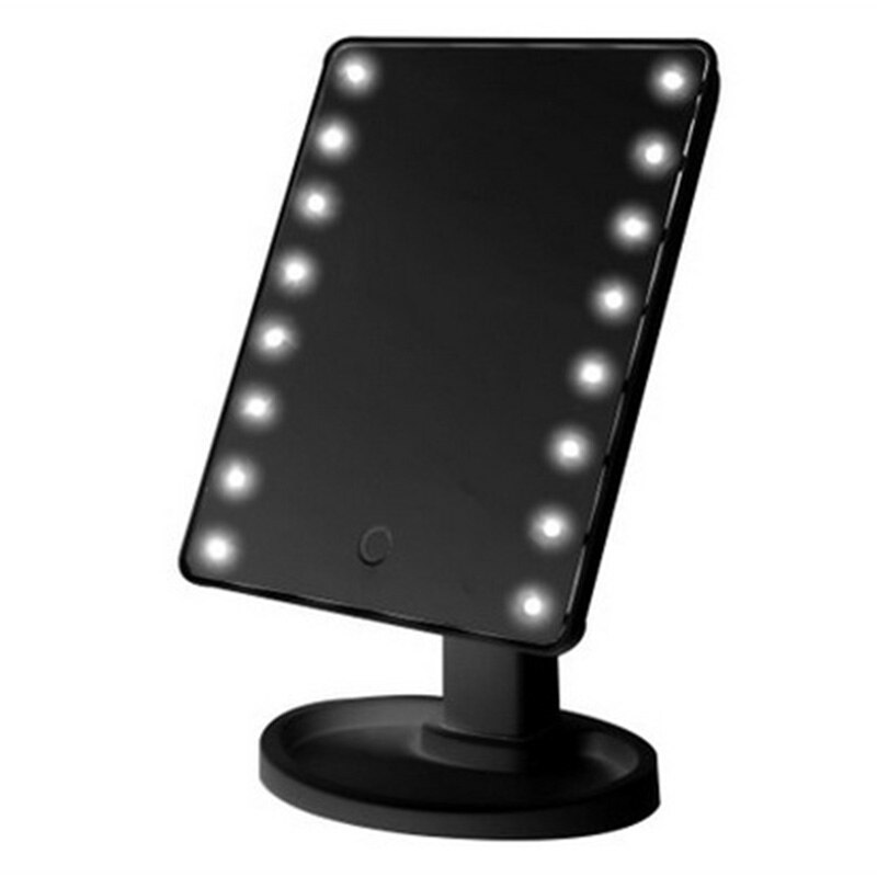 360 Degrees Rotation Makeup Mirror Adjustable 16/22 Leds Lighted LED Screen Portable Luminous Cosmetic Mirrors hh88: black 16 led