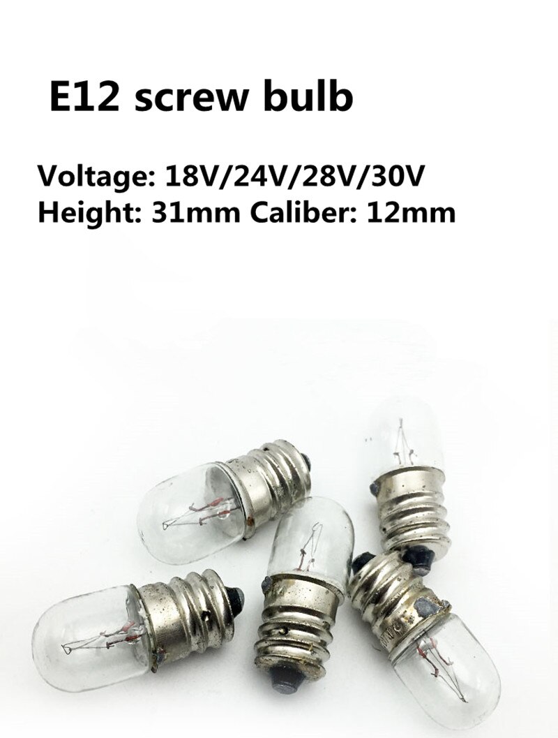 Petite ampoule de vis E12 18V 24V, lampe d&#39;instrument, perles 28V, équipement, 10 pièces/lot