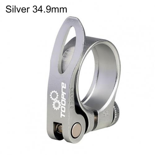 1 Set Stevige Fiets Zadelbuisklem Cnc Proces Snelsluiting Mountainbike Zadelbuisklem Aluminium Fiets onderdelen: Silver 34.9mm