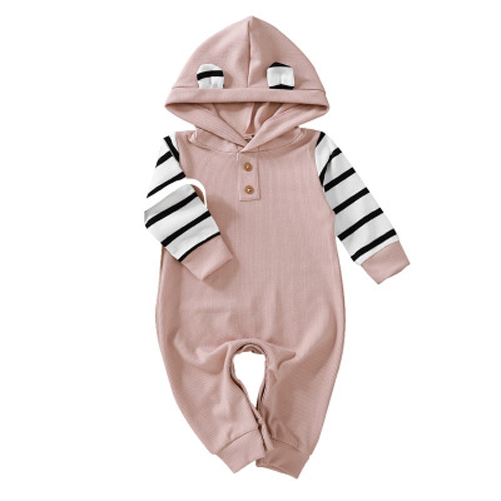 Pasgeboren Baby Baby Jongens Meisjes Soild Streep Beer Oren Romper Jumpsuit Outfits Mode Baby Jongens Meisjes Kleding Комбинезон: 9m