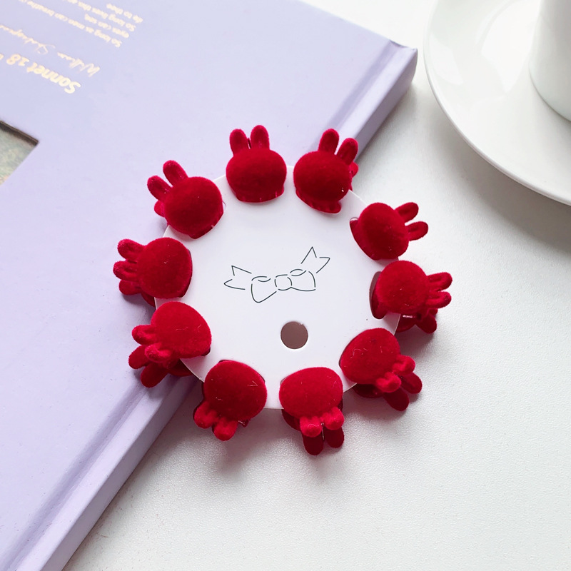10/1Pcs Velvet Hair Claw Heart-shape Hair Clip Women Mini Size Claw Clip Solid Color Hairpin Barrettes Headwear Hair Accessories