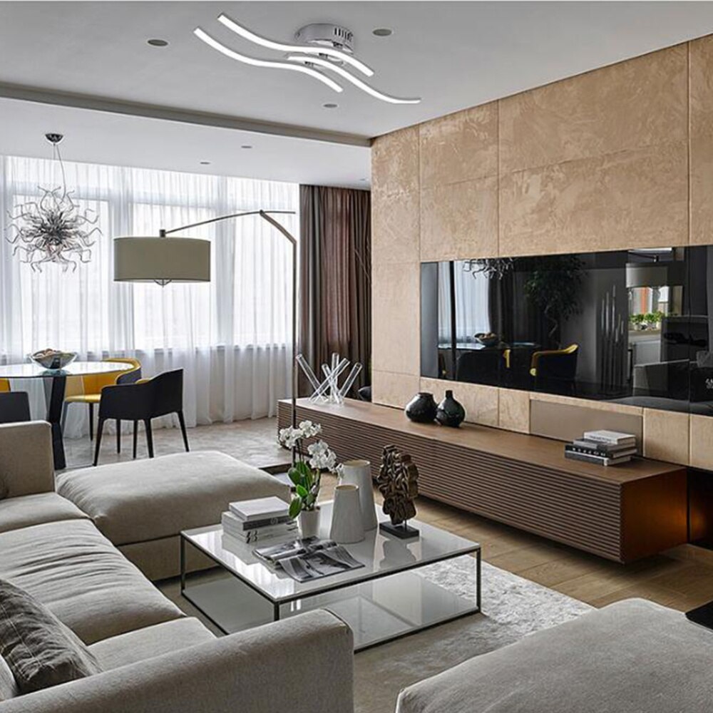 Ceiling Lamp Triple Line Wave Shape Flashing Decoration Light: Sliver white