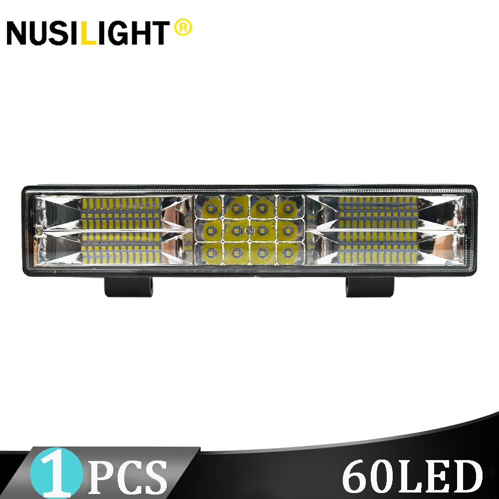 Bil led arbeidslys bar 12v 4 x 4 24v offroad suv lastebil traktor tåkelampe dampskip gravemaskin bulldoser kran hogstmaskin frontlykt: 1 stk 60 led