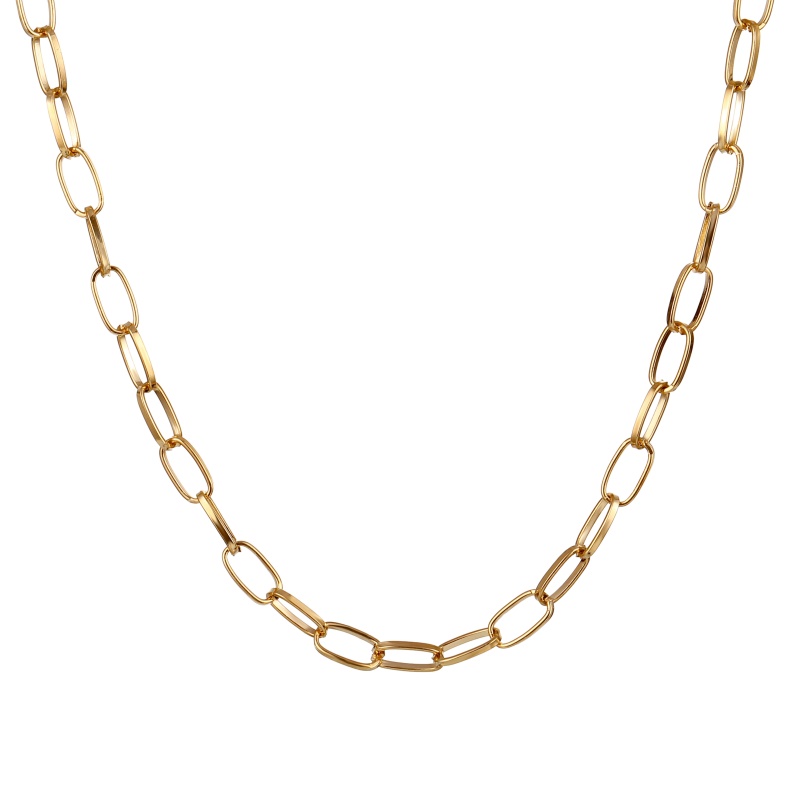 SIMPLE GOLD LINK CHOKER NECKLACE CHARM CUBAN CHOKER: gold color