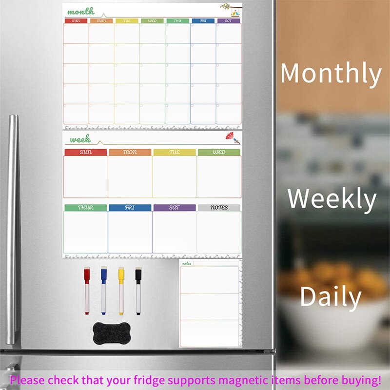 Dagelijkse Week Maand Plan Magnetische Kalender Whiteboard Sticker Flexibele Bericht Notities Boord Koelkast Stickers Set Thuis Decore