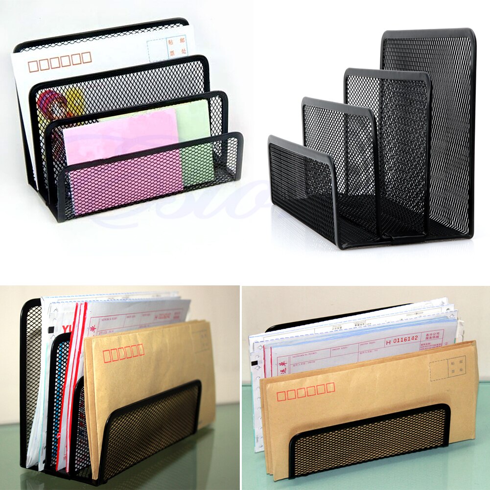 Black Document Desk accessories Mesh Letter Sorter Mail Tray Office File Organiser Business
