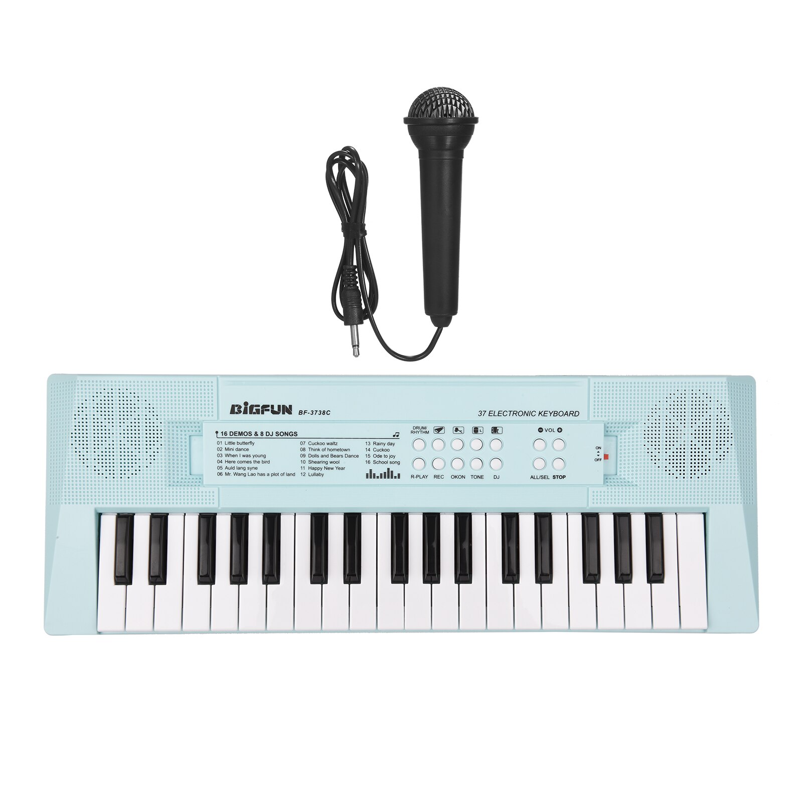 37-Key Electronic Piano Keyboard with 2 Volume Buttons 16 Demonstration Songs &amp; Mini Microphone Children' s Piano: Blue