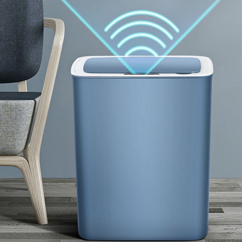 USB Automatic Sensor Dustbin Smart Sensor Trash Can Induction Waste Bin Eco-Friendly Dustbin Household Trash Bin-White