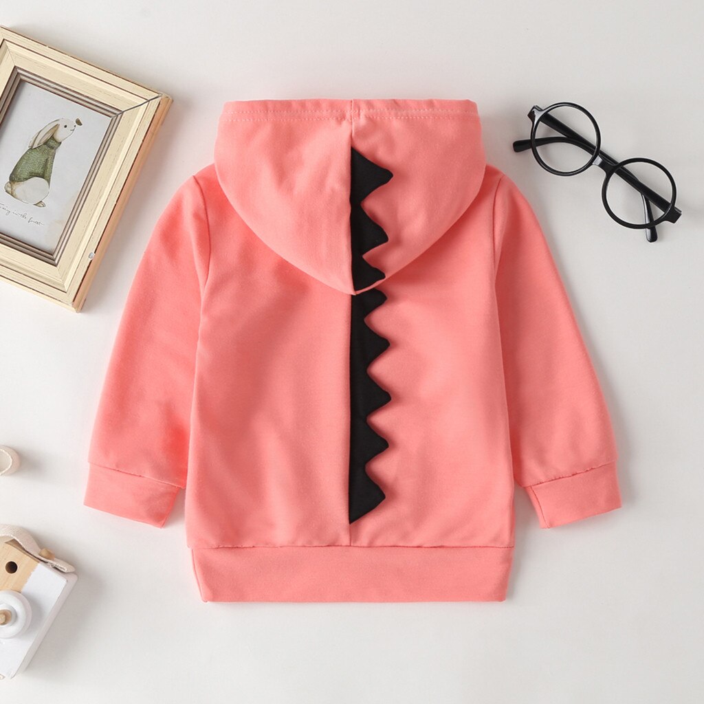 Toddler Autumn Baby Boy Girl Clothes Long Sleeve Cartoon Dinosaur Tops Warm Hooded Hoodie Outfits roupa infantil babyborn #EW