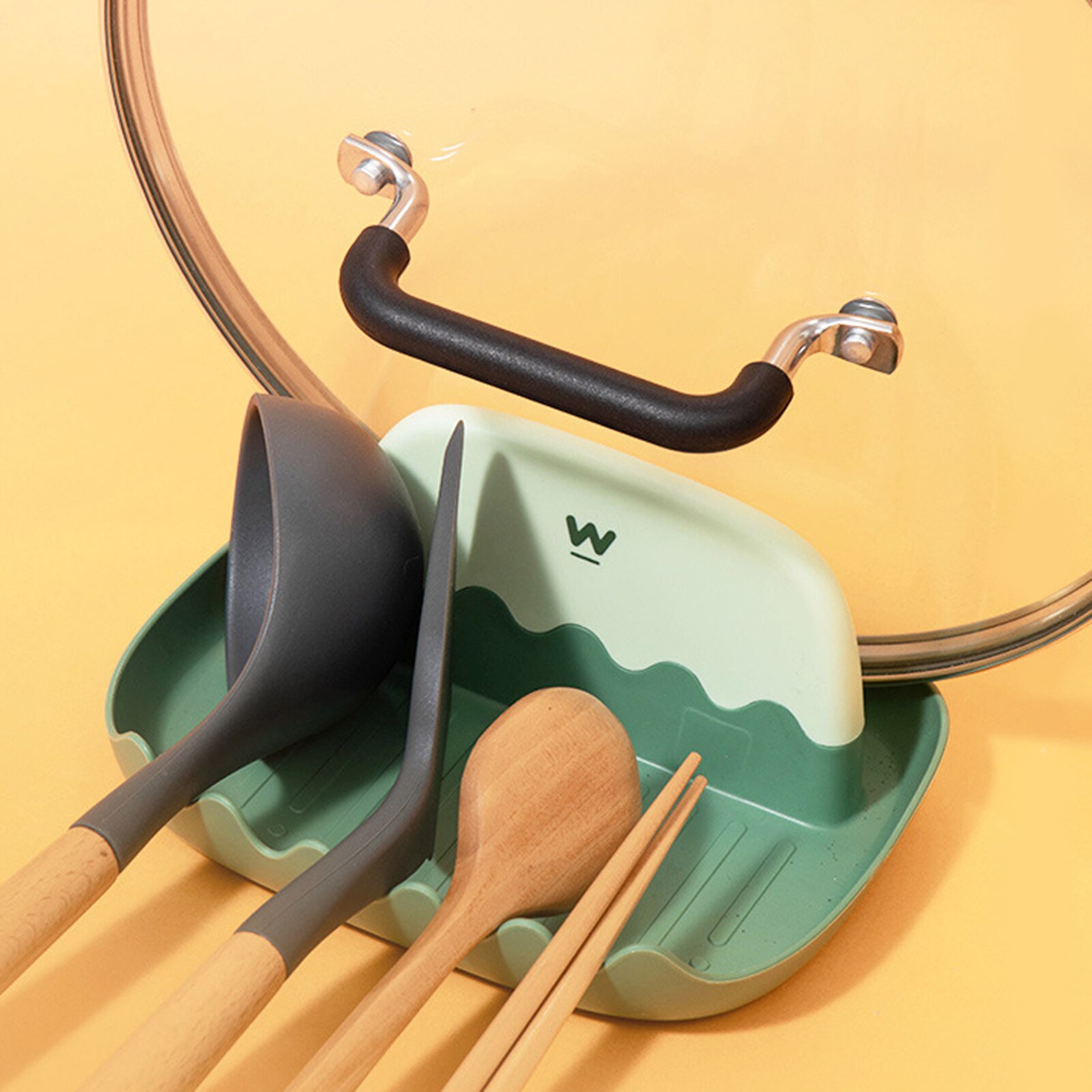 Sales! Spatel Rack Ontluikende Vorm Multifunctionele Pp Keuken Gebruiksvoorwerp Opslag Houder Voor Deksel Storaging