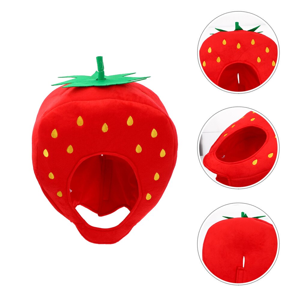 Sombrero de fresa con capucha de frutas, accesorio para disfraz para foto, Cosplay, , 1 ud.