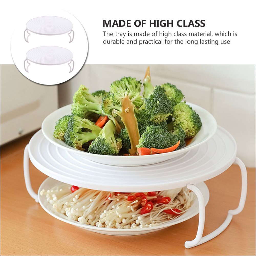 2pcs Home Microwave Oven Food Tray Convenient Layered Microwave Oven Tray Food Tray
