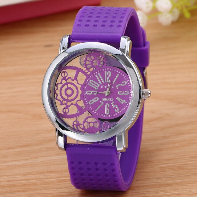 Silicone Rubber Watch Casual women's slim watches Quartz Watch Relogio Feminino Clock: purple