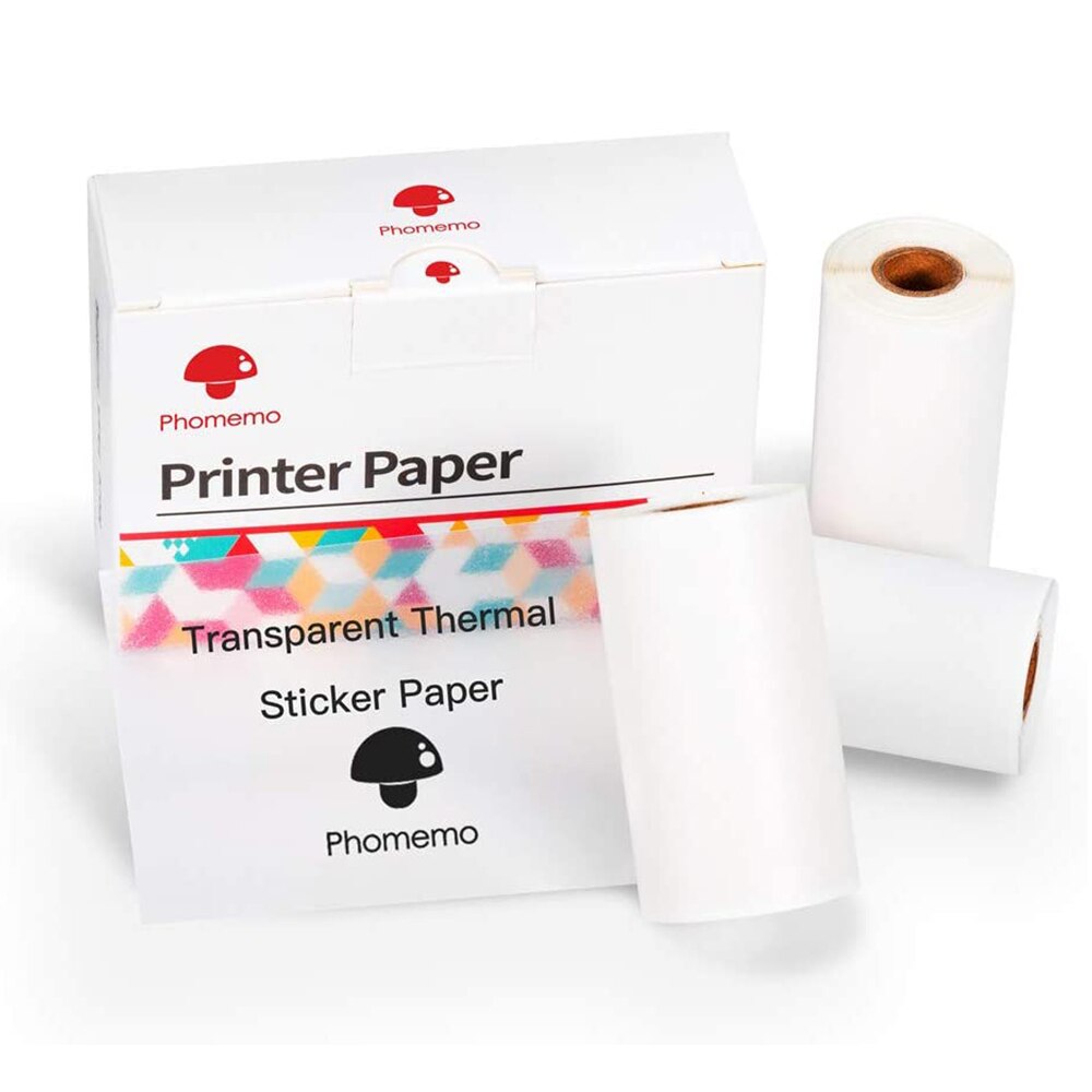 Phomemo Thermisch Papier Voor Phomemo M02/M02S/M02Pro Mini Pocket Printer Printable Thermische Sticker Rolling Papier Printer Stickers: Transparent