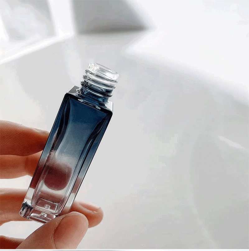 Bouteille de parfum bleu dégradé 5ml 9ml 20ml, flacon vide en verre, atomiseur de parfum, flacon d'échantillon, cosmétique de voyage rechargeable