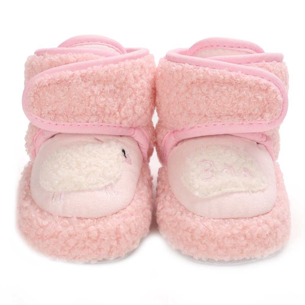 0-1years -né bébé garçon filles décontracté plat cheville Shose hiver moelleux fourrure neige bottes enfant en bas âge bébé premiers marcheurs chaussures D30: Rose / 13-18 mois