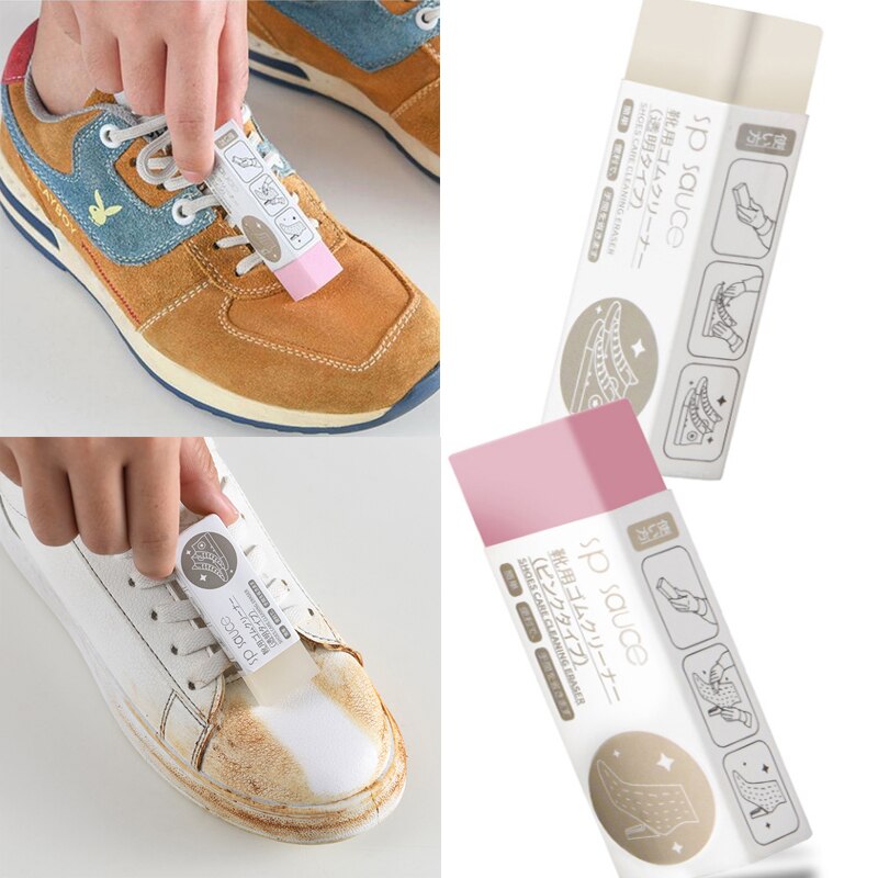 Goma de borrar para limpieza de zapatos, limpiador de botas de ante y piel de oveja, Tela de cuero mate, cepillos para el cuidado de los zapatos, zapatillas blancas de goma, 1/2 uds.