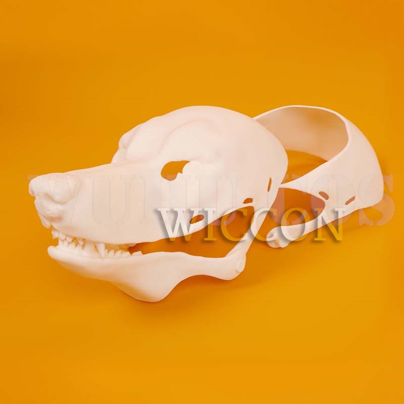 Kigurumi base besta crânio máscara cosplay fursuit animal cabeça de lobo crânio prosboscis impressão 3d máscaras festa de halloween dentes caninos