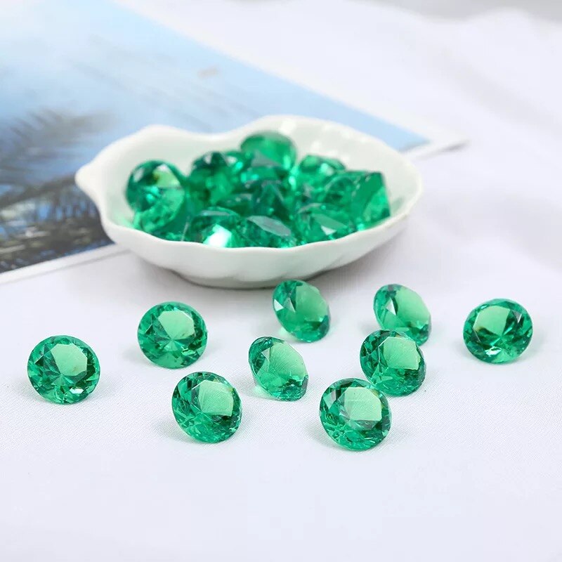 Bijoux en Faux diamant 20MM, coffre au trésor, Pirate, cristal acrylique, remplissage, jouets, accessoires, confettis, décorations de mariage: green