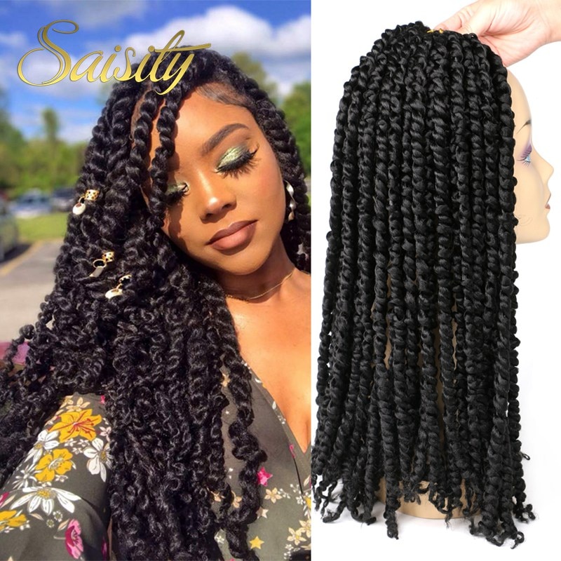 Saisity passion twist haak synthetisch haar voorgelust haakwerk voorgedraaid haar ombre extensions vlechthaar