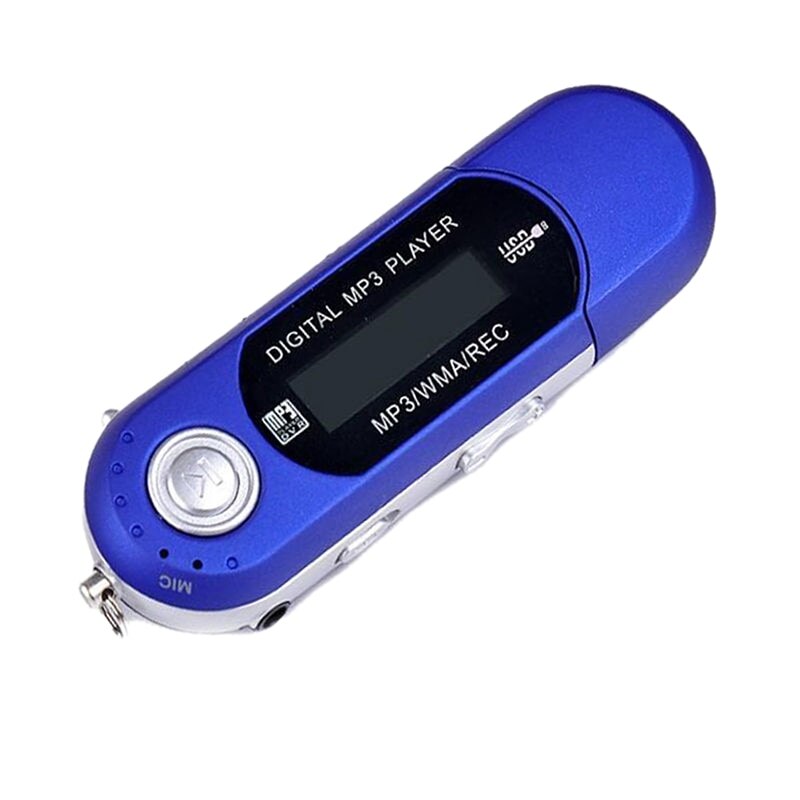 Tragbare Digitale Mini USB MP3 Musik Player Auto Auto FM Radio Funktion Mit TF Karte Slot LCD Screen USB Flash stick Mit Kopfhörer: blue