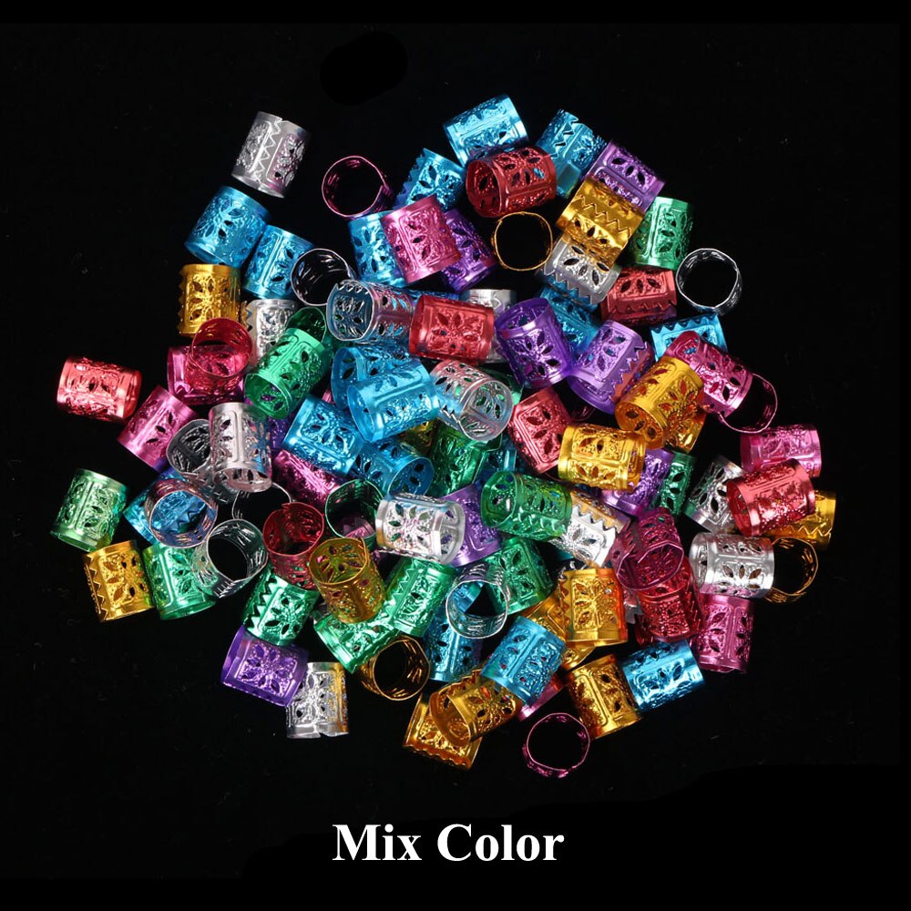 100 unids/lote de anillos para el cabello chapados en oro y plata para trenzas, cuentas ajustables para el cabello, trenza de Metal, accesorios de joyería para el cabello para trenzas