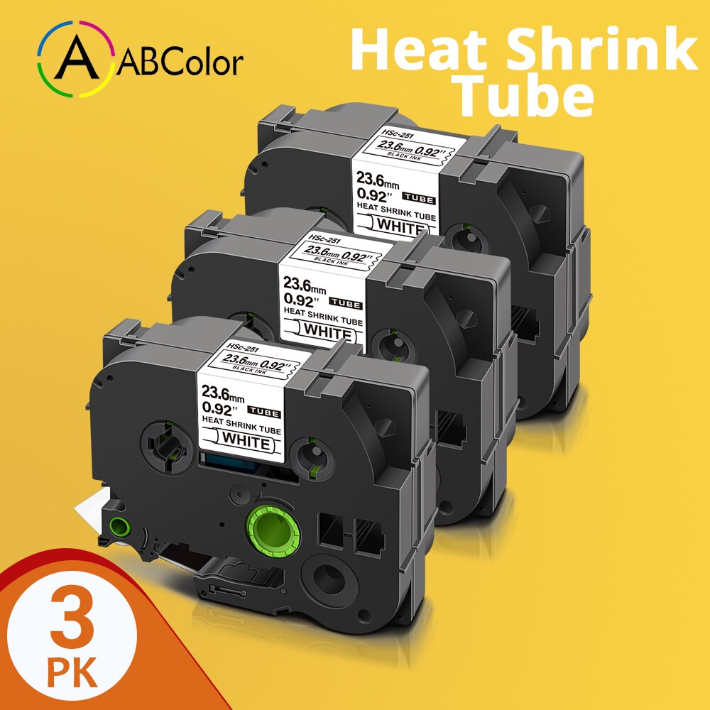 Il nero su bianco giallo per il creatore dell'etichetta di p-touch del fratello HSe-251 il nastro dell'etichetta della metropolitana termorestringente di 24mm per il HSe-651 del fratello: 3PK Black on White