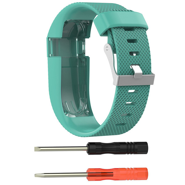For Fitbit Charge HR Replacement Watch Strap Silicone Watchband for Fitbit Charge HR Activity Tracker Metal Buckle Wrist Band: Teal Green / S