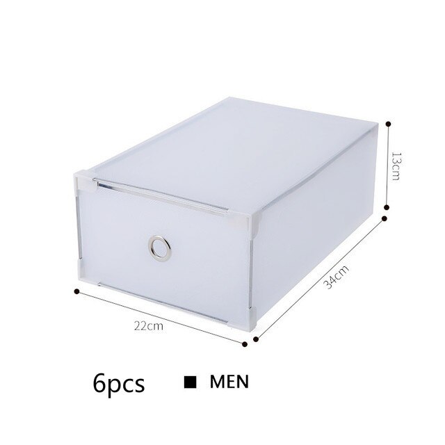 Foldable Simple Translucent Shoe Storage Box Thick Plastic Storage Drawers Shoe Box Dust Combination Shoe Storage Organizer: 6pcs Men