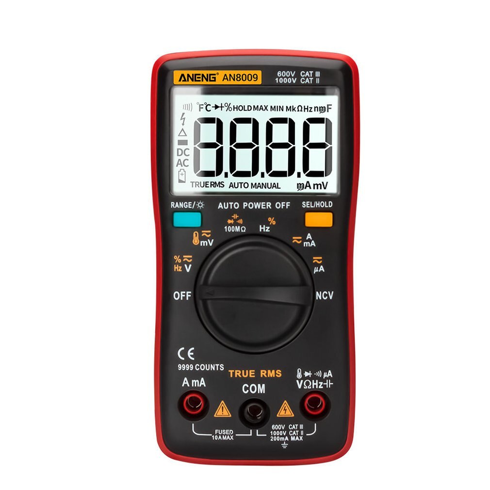 ANENG AN8009 Digital Multimeter 9999 Count True-RMS Auto Range NCV Ohmmeter AC/DC Voltage Ammeter Current Meter Temperature: Default Title