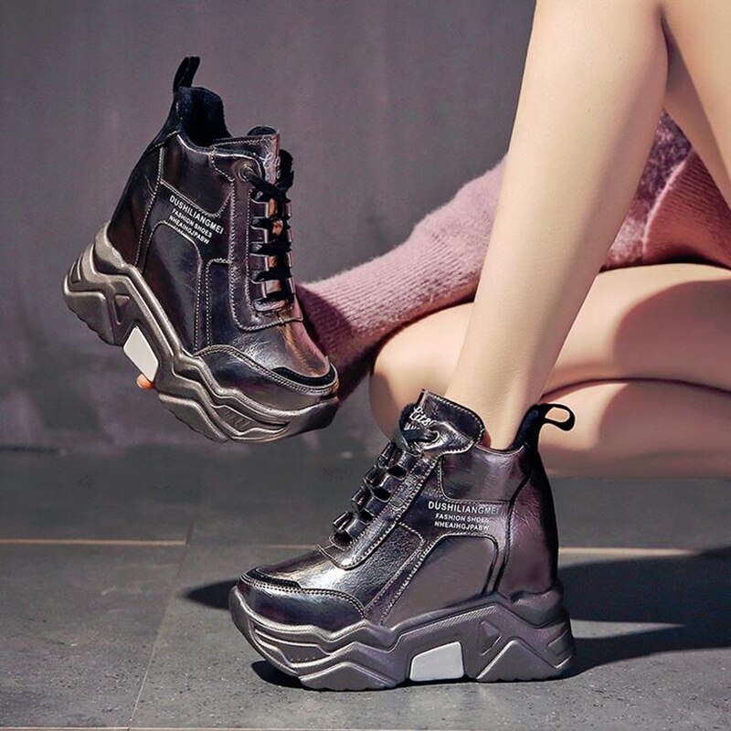 Chunky platform udendørs sneakers kvinder vinter varme super høje hæle casual sko kvinde højde stigende støvle mujer