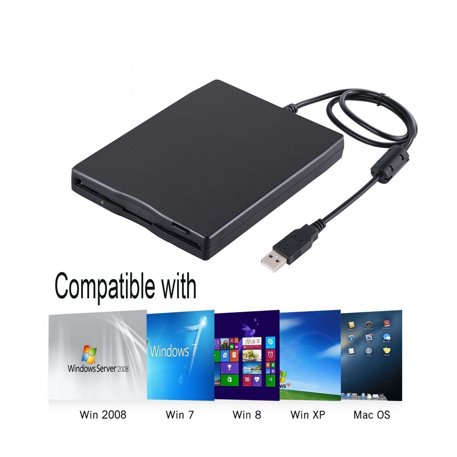 USB Floppy Drive, 3.5 inch USB External Floppy Diskette Drive 1.44 MB FDD Portable USB Drive Plug and Play for Laptops Desktop