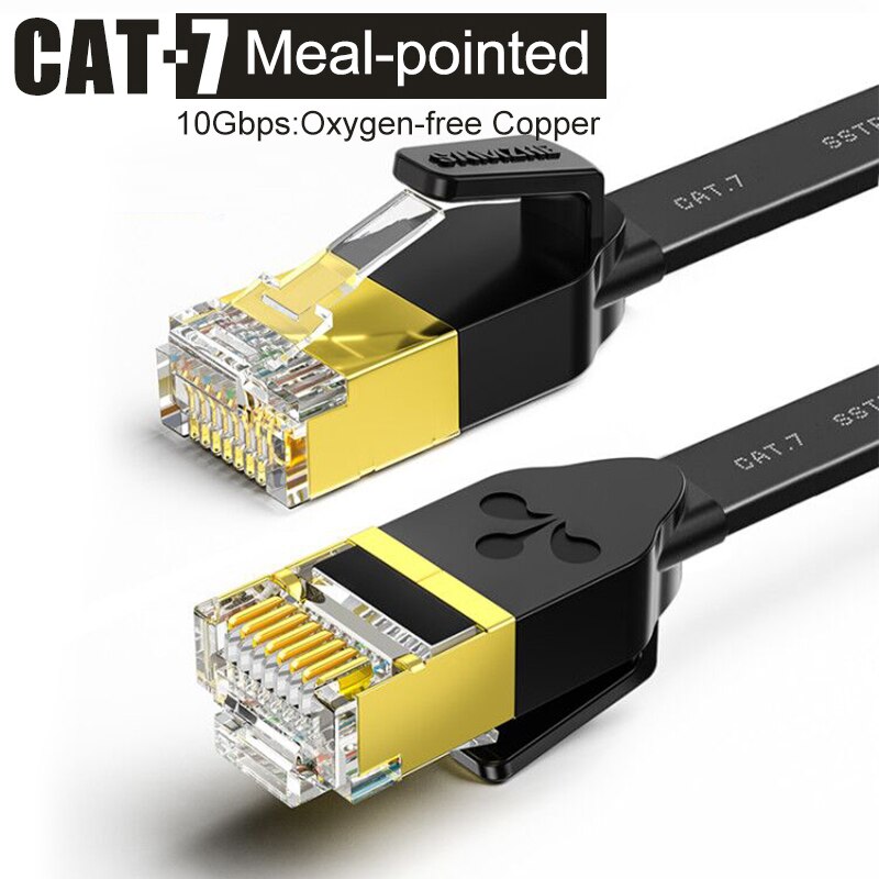 Samzhe Cat7 Platte Ethernetkabel RJ45 Kat 7 Lan Utp Rj 45 Kabel Voor Compatibel Patch Cord Modem Router: black 1 / 2M