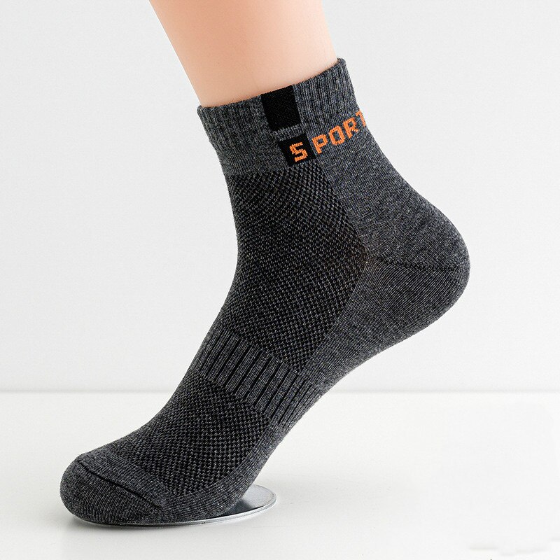 5 par męskie bawełniane skarpetki skarpetki biznesowe oddychające wiosna na co dzień skarpetki cienkie skarpety zestaw letnie sportowe skarpetki pakiet: szary pomarańczowy