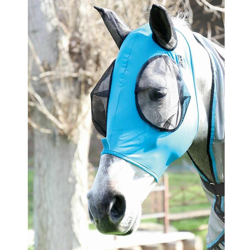 Paard Fly Masker Met Oor Bob Oog Blauw Roze Zwart Kleur Elastische 83-125Cm Verstelbare Anti-Muggen neus Uv Muggen Zon Protectiv: blue